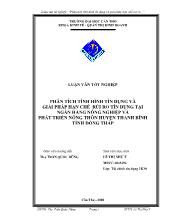 Luận văn Phân tích tình hình tín dụng và giải pháp hạn chế rủi ro tín dụng tại ngân hàng nông nghiệp và phát triển nông thôn huyện Thanh Bình tỉnh Đồng Tháp