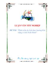 Luận văn Phát triển du lịch theo hướng bền vững ở tỉnh Ninh Bình