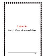 Luận văn Quản lý tiền dự trữ trong ngân hàng