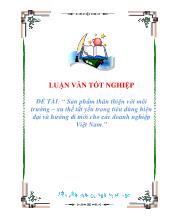 Luận văn Sản phẩm thân thiện với môi trường – xu thế tất yếu trong tiêu dùng hiện đại và hướng đi mới cho các doanh nghiệp Việt Nam