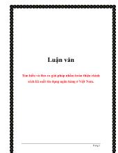 Luận văn Tìm hiểu và đưa ra giải pháp nhằm hoàn thiện chính sách lãi suất tín dụng ngân hàng ở Việt Nam