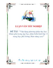 Luận văn Vận dụng phương pháp dạy học khám phá trong dạy học phép biến hình lớp 11 trung học phổ thông (Ban nâng cao)