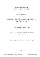 Một số bất đẳng thức đạo hàm và ứng dụng