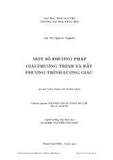 Một số phương pháp giải phương trình và bất phương trình lượng giác