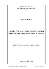 Nghiên cứu quan hệ di truyền của một số giống đậu xanh [Vigna radiata (L.) Wilczek]