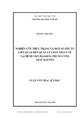 Nghiên cứu thực trạng và một số yếu tố liên quan đến quản lý chất thải y tế tại bệnh viện đa khoa trung ương Thái Nguyên