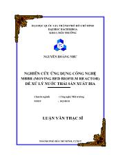 Nghiên cứu ứng dụng công nghệ MBBR (moving bed biofilm reactor) để xử lý nước thải sản xuất bia