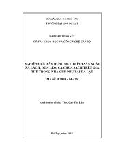 Nghiên cứu xây dựng quy trình sản xuất xà lách, dưa leo, cà chua sạch trên giá thể trong nhà che phủ tại Đà Lạt