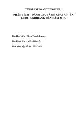 Phân tích – đánh giá và đề xuất chiến lược Agribank đến năm 2015