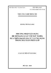 Phương pháp xây dựng hệ mờ dạng luật với ngữ nghĩa dựa trên đại số gia tử và ứng dụng trong bài toán phân lớp