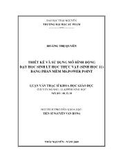 Thiết kế và sử dụng mô hình động dạy học sinh lý học thực vật (sinh học 11) bằng phần mềm MS.Power Point