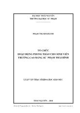 Tổ chức hoạt động phong trào cho sinh viên trường cao đẳng sư phạm Thái Bình