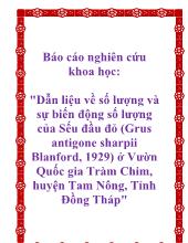 Dẫn liệu về số lượng và sự biến động số lượng của Sếu đầu đỏ (Grus antigone sharpii Blanford, 1929) ở Vườn Quốc gia Tràm Chim, huyện Tam Nông, Tỉnh Đồng Tháp