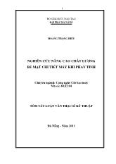 Nghiên cứu nâng cao chất lượng bề mặt chi tiết máy khi phay tinh