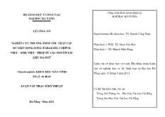 Nghiên cứu phương pháp thu thập tập dữ liệu song song (parallel corpus) Việt – Anh, Việt – Pháp từ các nguồn tài liệu đa ngữ