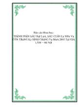 Báo cáo Khoa học: thầnh phần sâu hại lúa, sâu cuốn lá nhỏ và côn trùng ký sinh chúng vụ mùa 2005 tại Gia Lâm –hà Nội