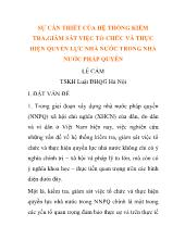 Sự cần thiết của hệ thống kiểm tra,giám sát việc tổ chức và thực hiện quyền lực nhà nước trong nhà nước pháp quyền