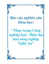Thực trạng Công nghiệp hoá - Hiện đại hoá nông nghiệp Nghệ An