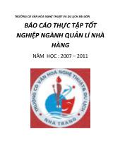 Báo cáo Thực tập tốt nghiệp ngành quản lí nhà hàng
