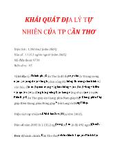 Khái quát địa lý tự nhiên của thành phố Cần Thơ