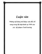Luận văn Những nội dung mới được sửa đổi, bổ sung trong Bộ luật hình sự 1999 của các tội phạm về môi trường