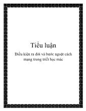 Tiểu luận Điều kiện ra đời và bước ngoặt cách mạng trong triết học mác