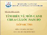 Tiểu luận Tìm hiểu về món canh chua cá lóc Nam Bộ