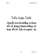 Tiểu luận Triết Chuyển hóa từ những sự thay đổi về lượng thành những sự thay đổi về chất và ngược lại