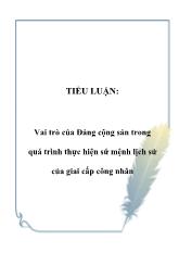 Tiểu luận Vai trò của Đảng cộng sản trong quá trình thực hiện sứ mệnh lịch sử của giai cấp công nhân