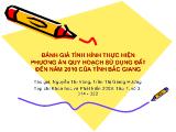 Đánh giá tình hình thực hiện phương án quy hoạch sử dụng đất đến năm 2010 của tỉnh Bắc Giang