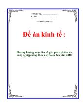 Đề án Phương hướng, mục tiêu và giải pháp phát triển công nghiệp nông thôn Việt Nam đến năm 2010