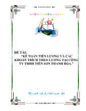 Đề tài Kế toán tiền lương và các khoản trích theo lương tại công ty trách nhiệm hữu hạn Tiên Sơn Thanh Hóa