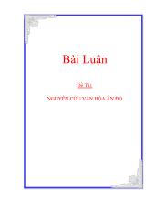 Đề tài Ngiên cứu văn hóa Ấn Độ