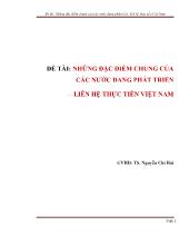 Đề tài Những đặc điểm chung của các nước đang phát triển - Liên hệ thực tiễn Việt Nam