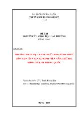 Đề tài Phương pháp dạy khẩu ngữ theo hình thức đào tạo tín chỉ cho sinh viên năm thứ hai khoa Ngôn ngữ và Văn hóa Trung Quốc