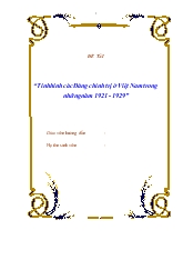 Đề tài Tình hình các Đảng chính trị ở Việt Nam trong những năm 1921 - 1929