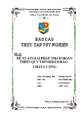 Đề xuất giải pháp nhằm hoàn thiện quy trình đảm bảo chất lượng