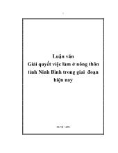 Luận văn Giải quyết việc làm ở nông thôn tỉnh Ninh Bình trong giai đoạn hiện nay