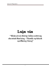 Luận văn Khảo sát các thủ tục kiểm soát trong chu trình Bán hàng - Thu tiền tại khách sạn Hương Giang