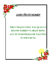Luận văn Thực trạng công tác quản lý doanh nghiệp và hoạt động sản xuất kinh doanh tại công ty Tiến Dung