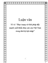 Luận văn Thực trạng và Giải pháp đẩy mạnh xuất khẩu thủy sản của Việt Nam trong thời kỳ hội nhập
