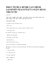 Phân tích và bình luận chính sách tiền tệ (cstt) của ngân hàng nhà nước