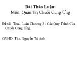 Thảo Luận Chương 3 : Các Quy Trình Của Chuỗi Cung Ứng.