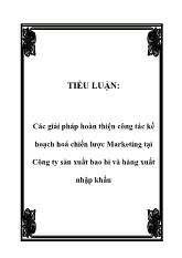Tiểu luận Các giải pháp hoàn thiện công tác kế hoạch hoá chiến lược Marketing tại Công ty sản xuất bao bì và hàng xuất nhập khẩu