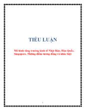 Tiểu luận Mô hình tăng trưởng kinh tế Nhật Bản, Hàn Quốc, Singapore. Những điểm tương đồng và khác biệt