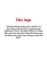 Tiểu luận Mối quan hệ biện chứng giữa vật chất với ý thức để qua đó thấy được ý nghĩa phương pháp luận và cách vận dụng Triết học vào thực tiễn cuộc sống cũng như đường lối, chủ trương của Đảng trong công cuộc xây dựng xã hội chủ nghĩa