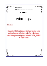 Tiểu luận Quan hệ biện chứng giữa lực lượng sản xuất và quan hệ sản xuất. Sự vận dụng của Đảng ta trong quá trình công nghiệp hóa- hiện đại hóa ở Việt Nam