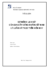 Tiểu luận Sứ mệnh lịch sử của giai cấp công nhân Việt Nam lý luận và thực tiễn hiện nay
