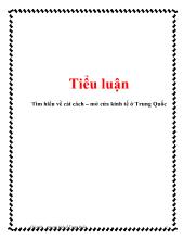 Tiểu luận Tìm hiểu về cải cách – mở cửa kinh tế ở Trung Quốc