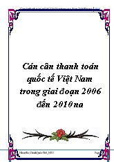 Cán cân thanh toán quốc tế Việt Nam trong giai đoạn 2006 đến 2010